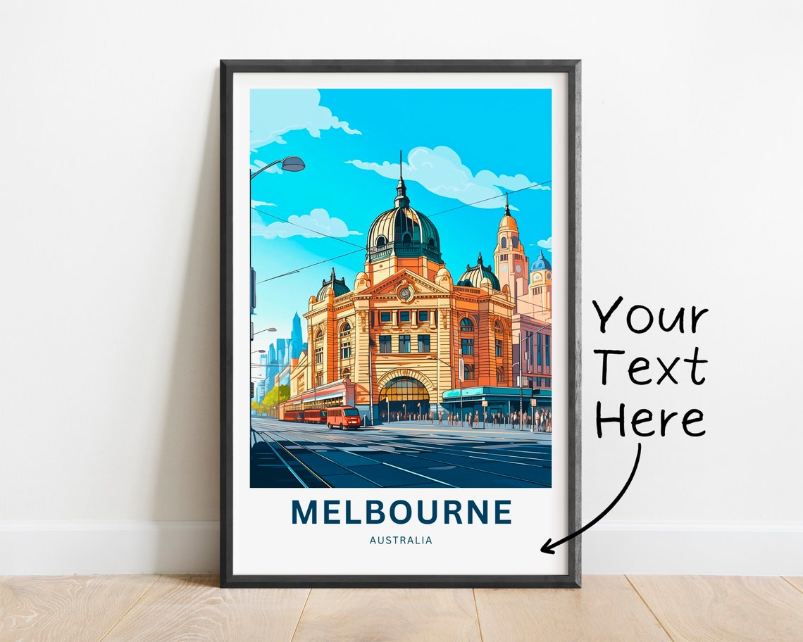 Melbourne Australia Corner Station Customizable Tram Travel Poster
