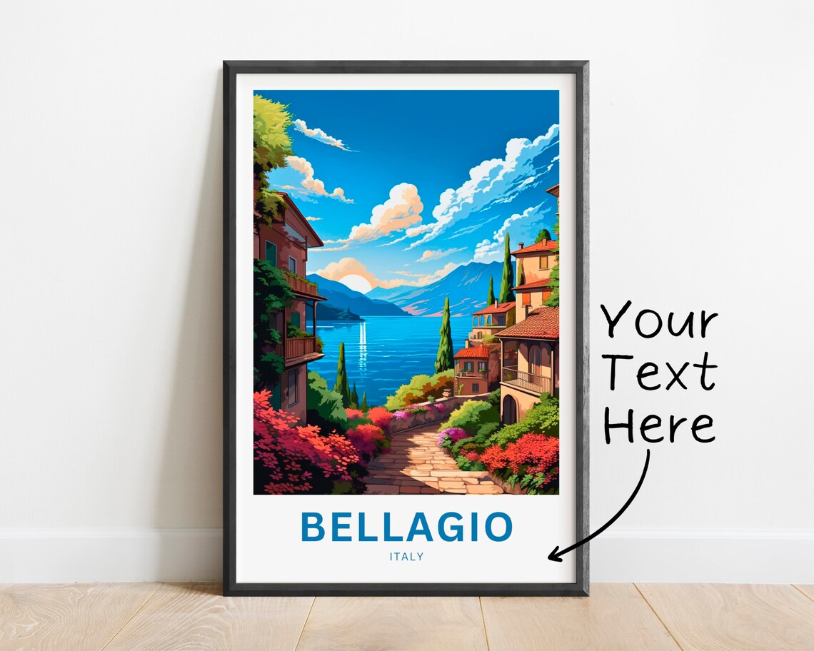 Bellagio Italy Lakefront Villa Path Sunset Personalized Poster