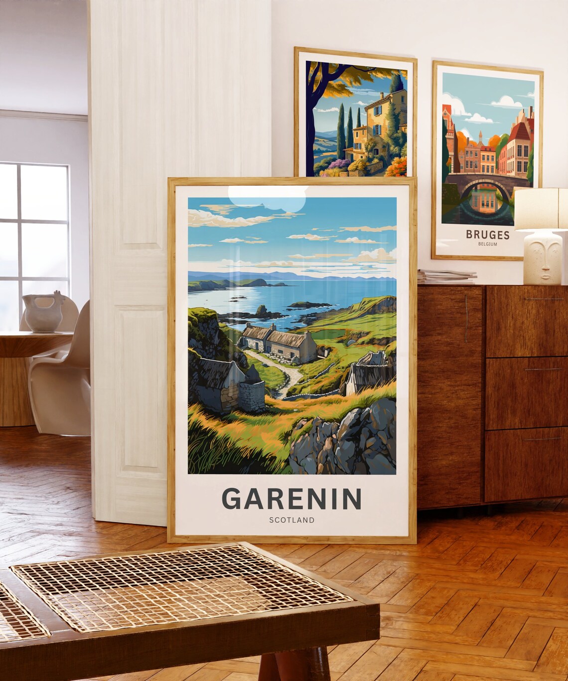 Garenin Scotland Coastal Cottages On Rocky Shore Travel Poster - Image 5