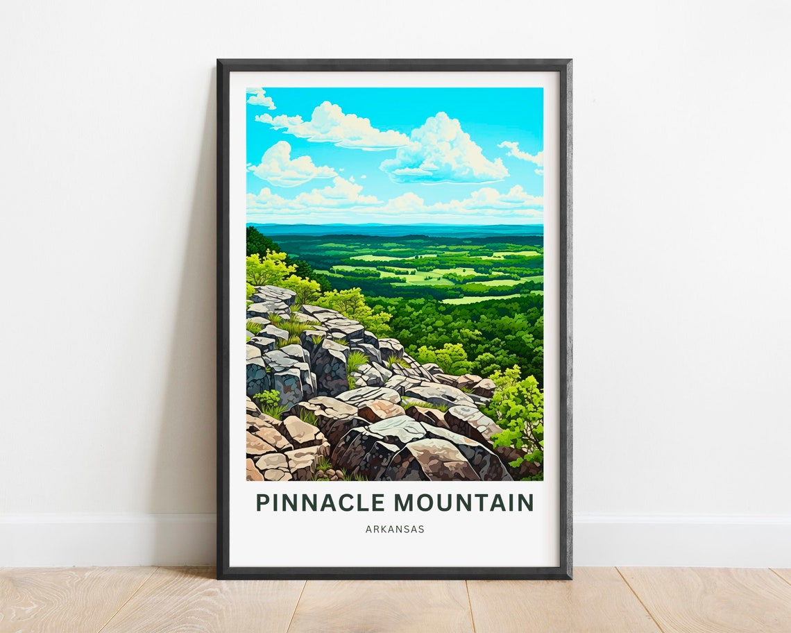 Pinnacle Mountain Arkansas Rocky Summit Overlook Travel Poster