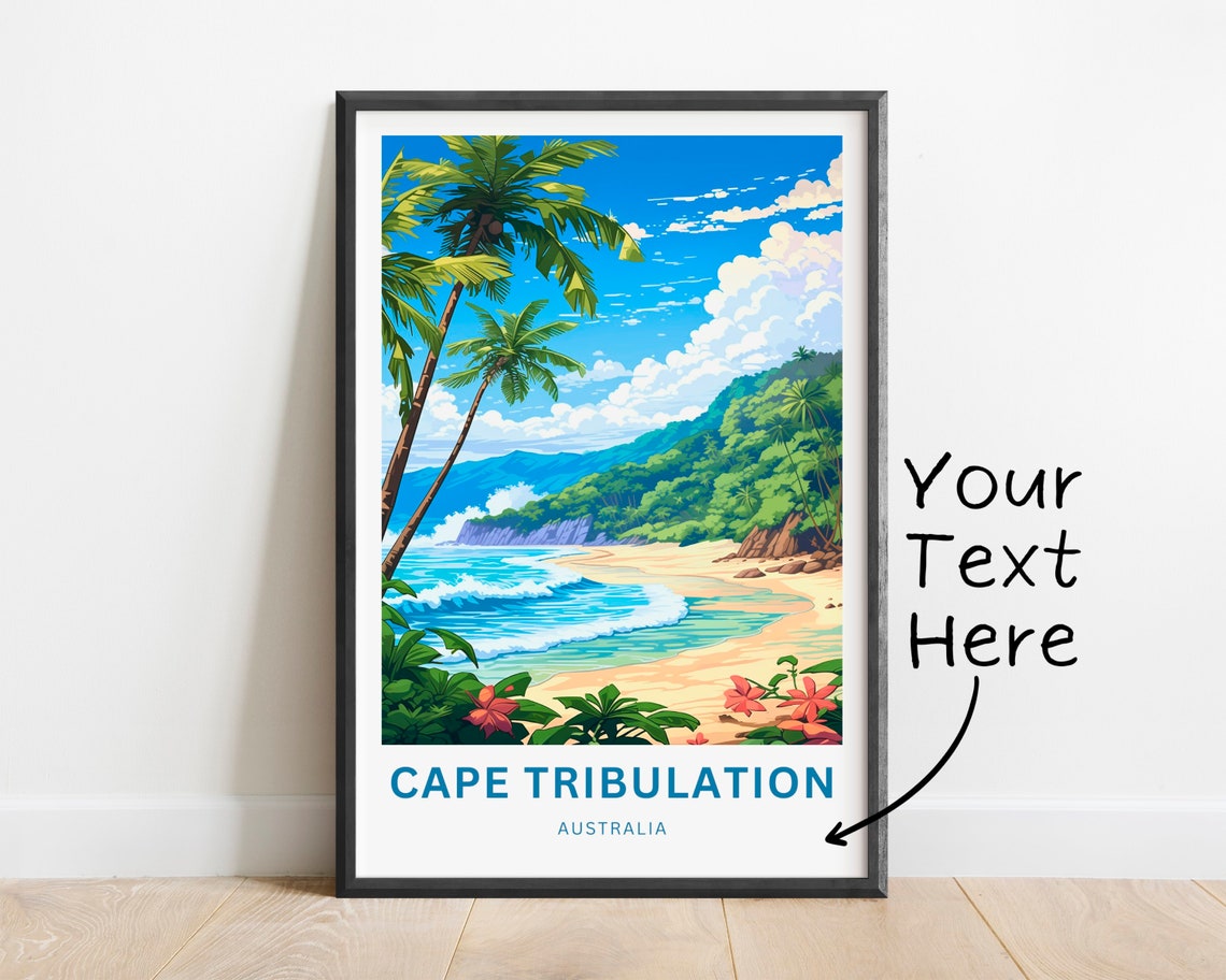 Cape Tribulation Australia Palm Fringed Beach Vintage Travel Poster - Image 2