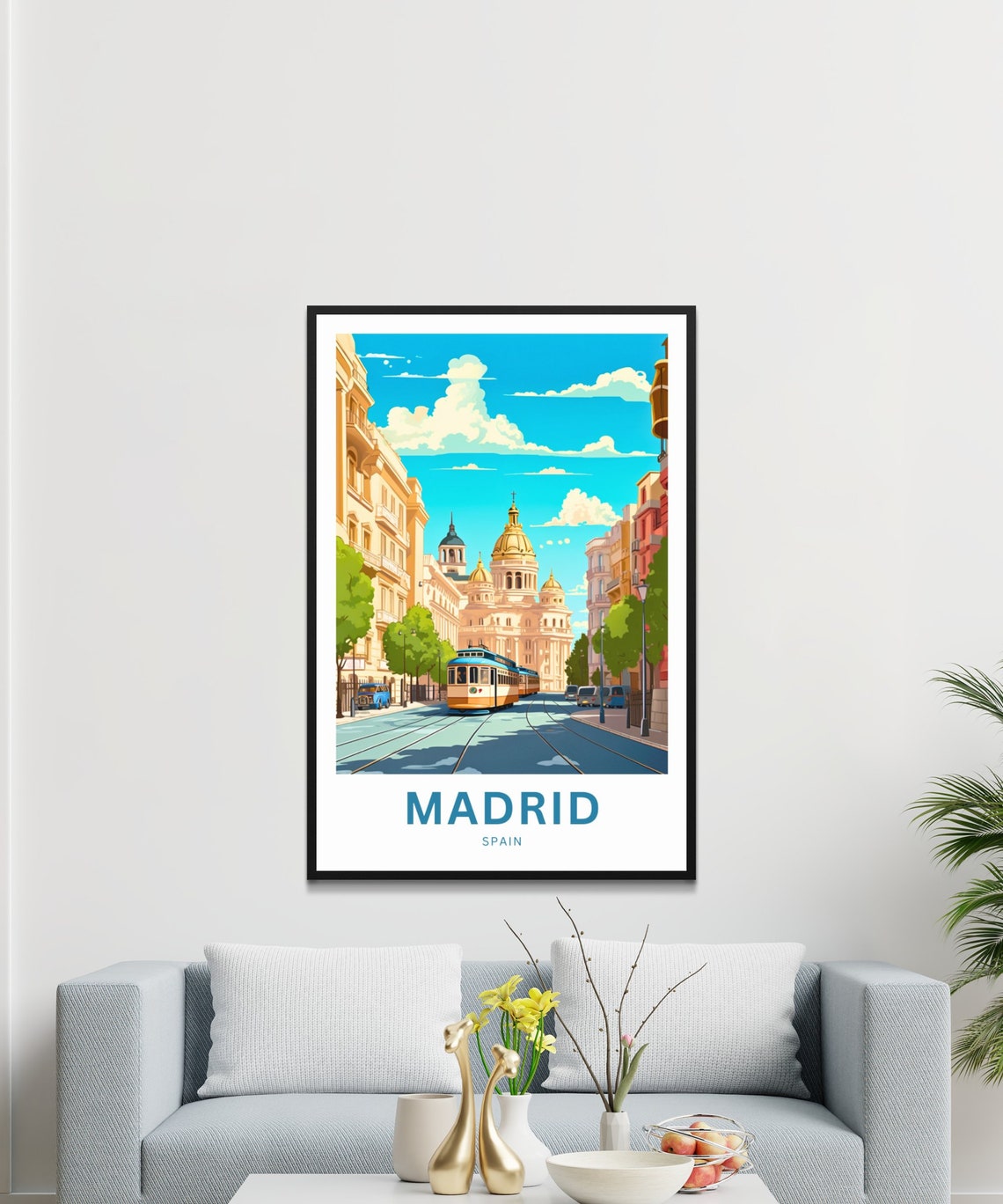Madrid Spain Personalized Vintage Tram Street Cityscape Poster - Image 3