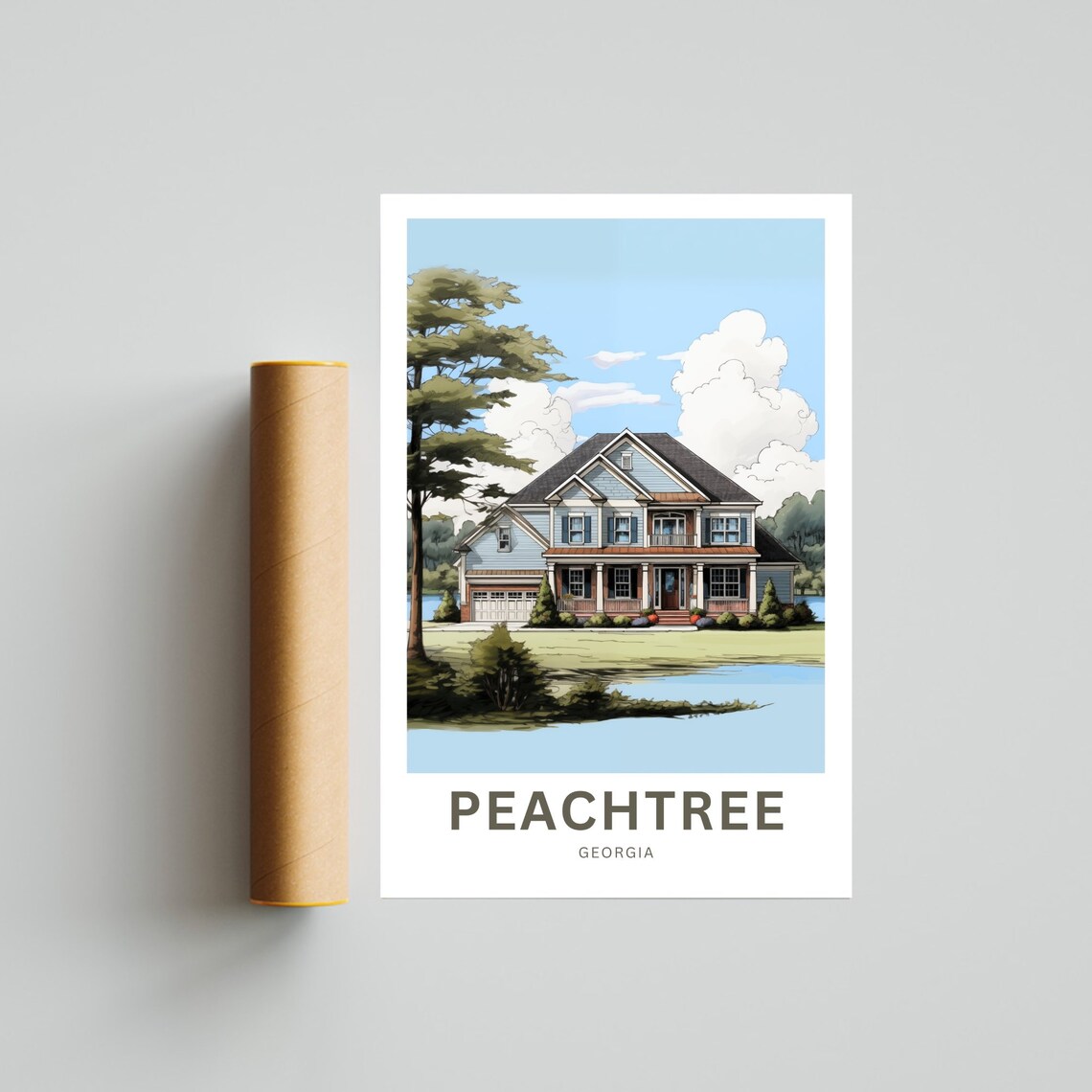 Personalized Peachtree Georgia Lake House Vintage Travel Poster Gift - Image 4