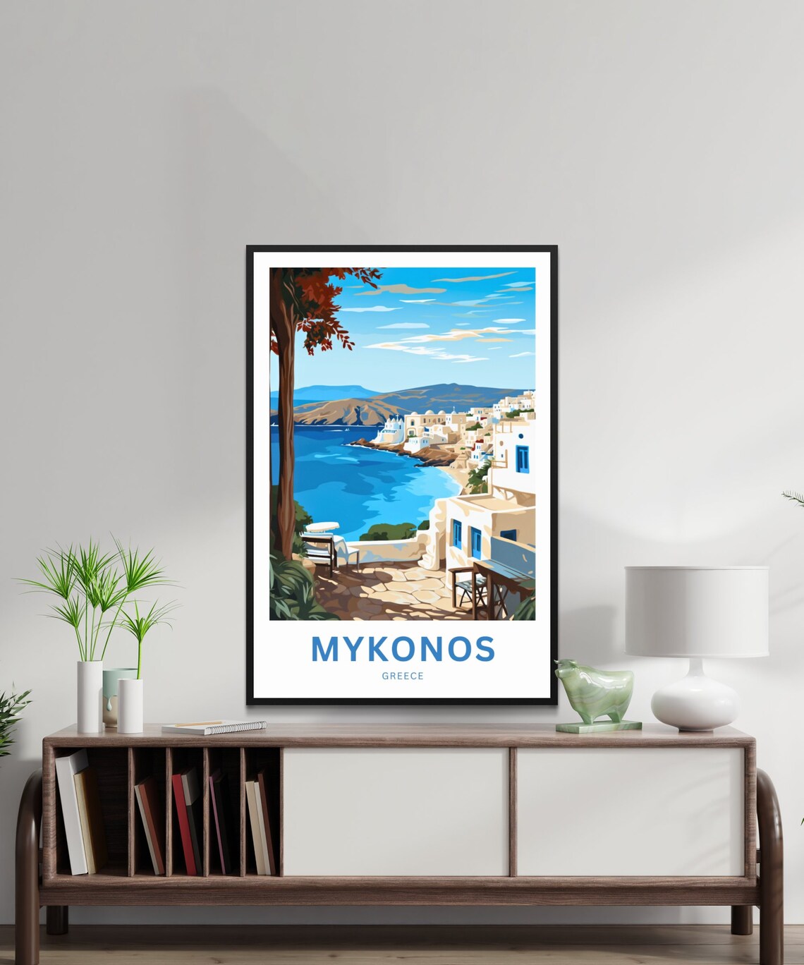Mykonos Greece White Village Coast Terrace Vintage Travel Poster - Image 2