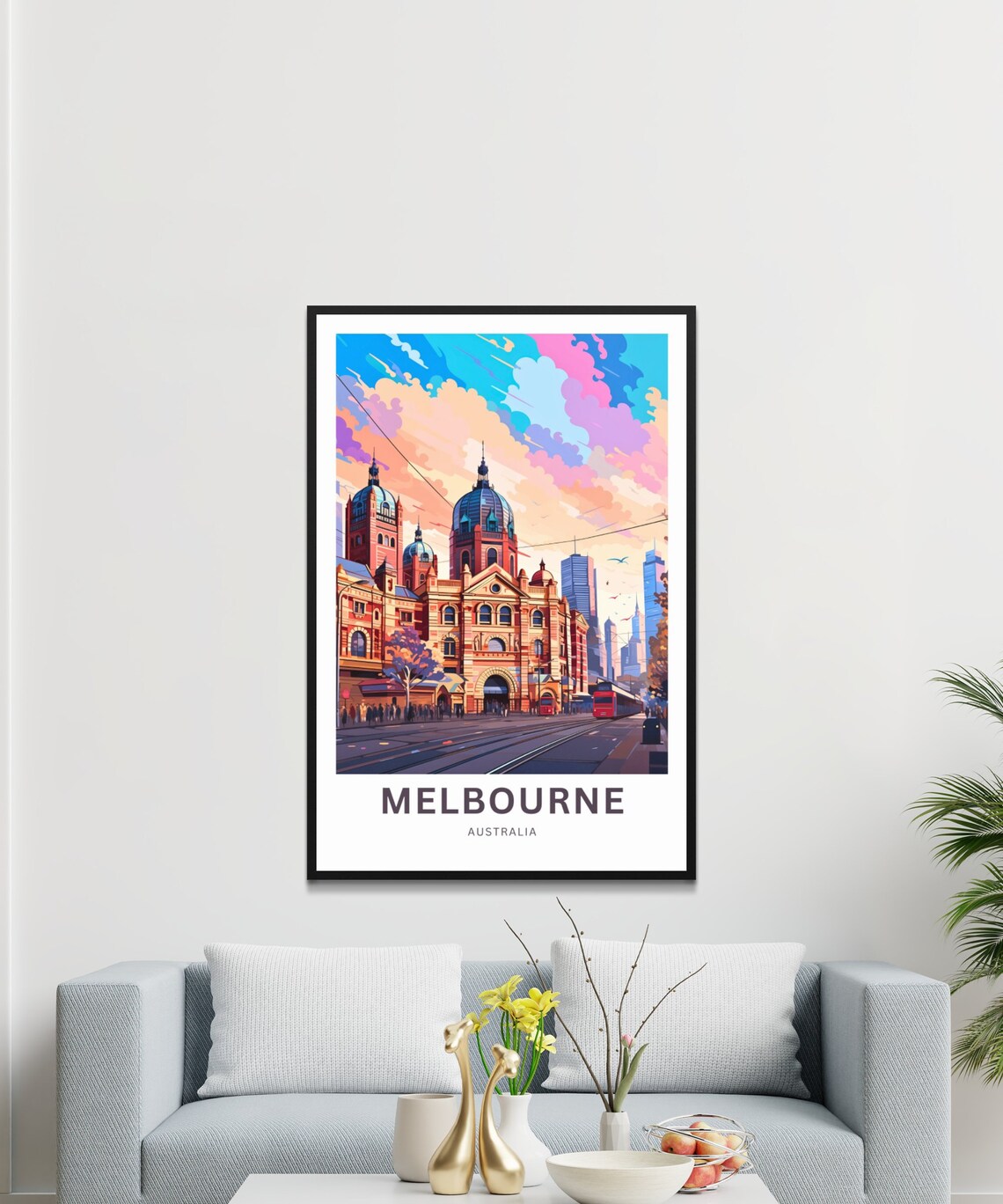 Melbourne Australia Flinders Street Customizable City Travel Poster - Image 3