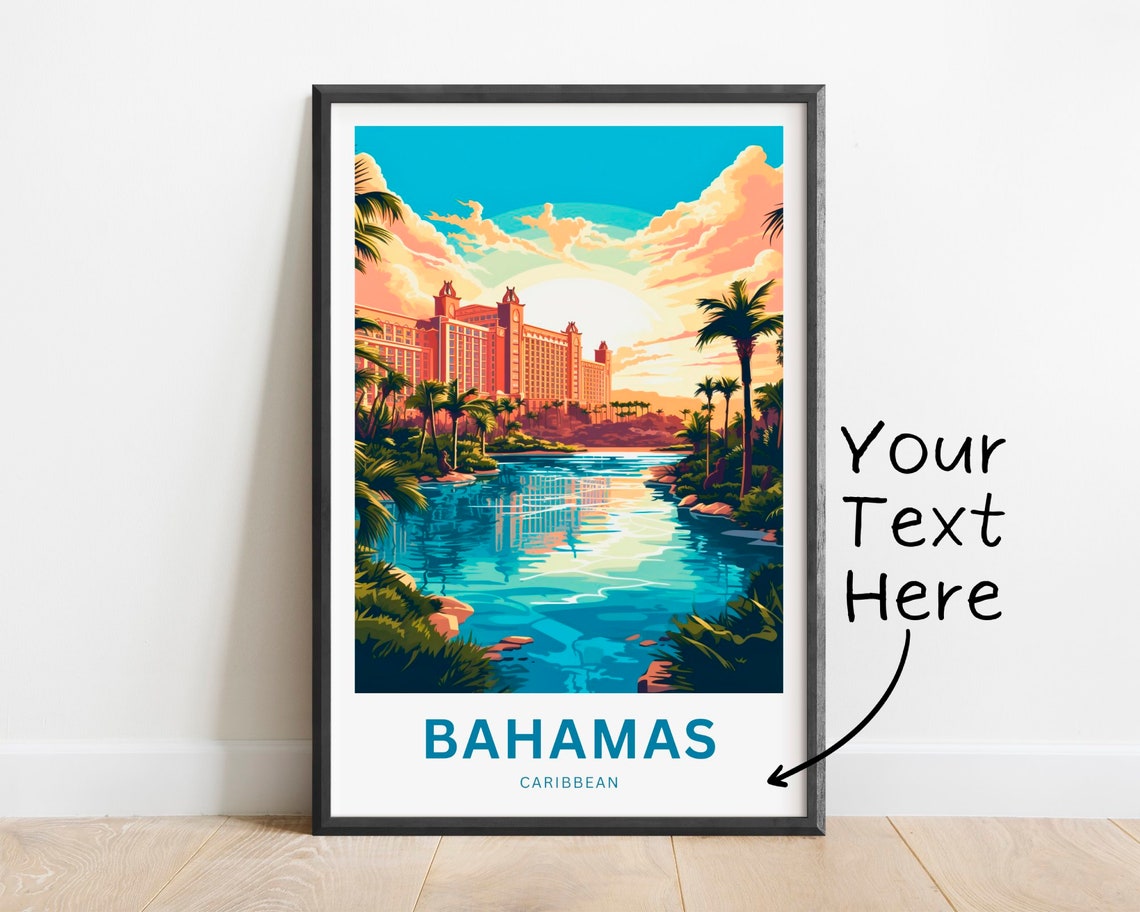 Personalized Bahamas Caribbean Custom Text Island Resort Sunset Poster