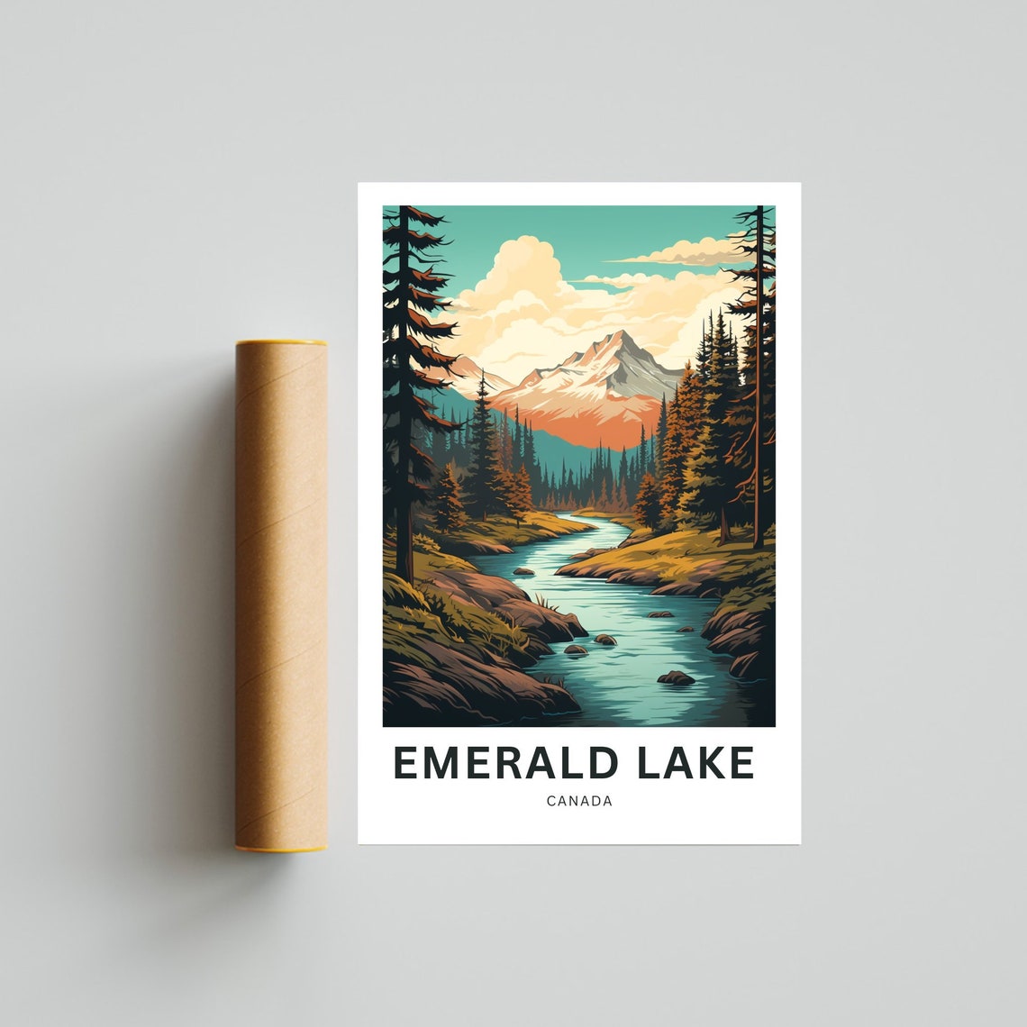 Personalized Emerald Lake Canada Custom Text Vintage Travel Poster - Image 4