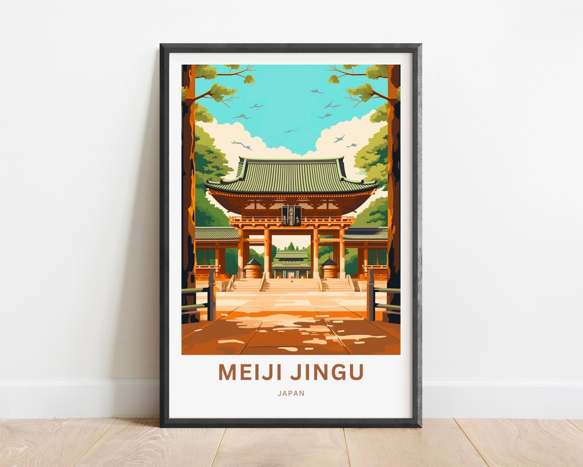 Meiji Jingu Japan Temple Gate Garden Shinto Shrine Travel Poster