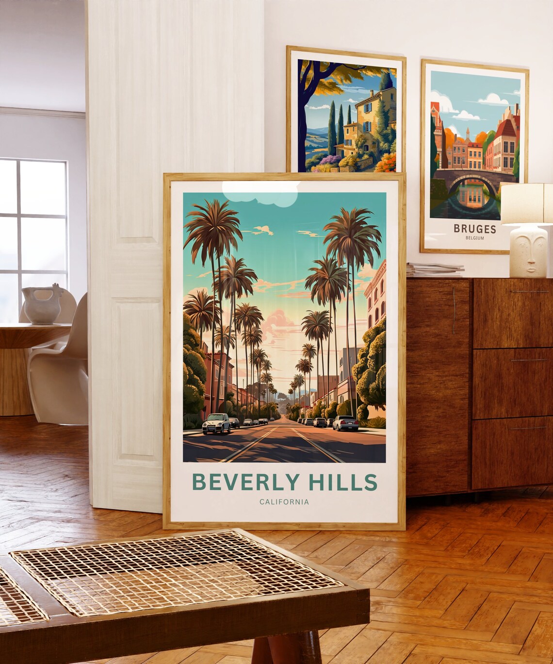 Beverly Hills California Palm Street Sunset Vintage Travel Poster - Image 5