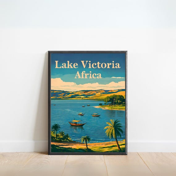 Lake Victoria Vintage Travel Poster Lake Victoria Print Africa Wall Art Framed Gift Africa Present