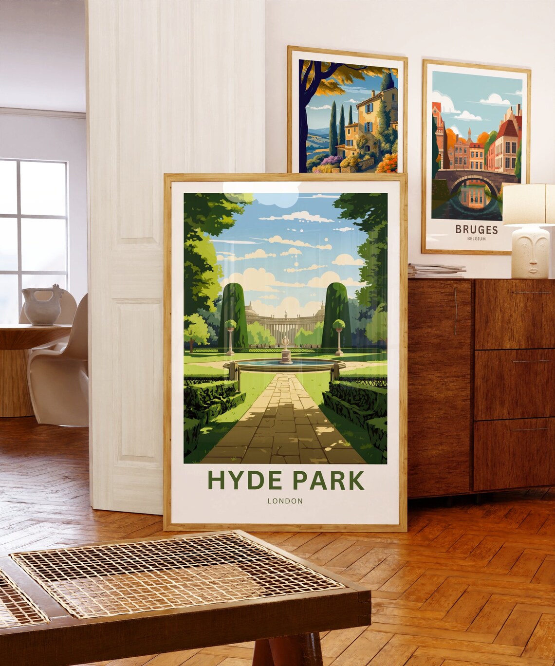 Hyde Park London Sunny Garden Fountain Vintage Travel Poster - Image 5