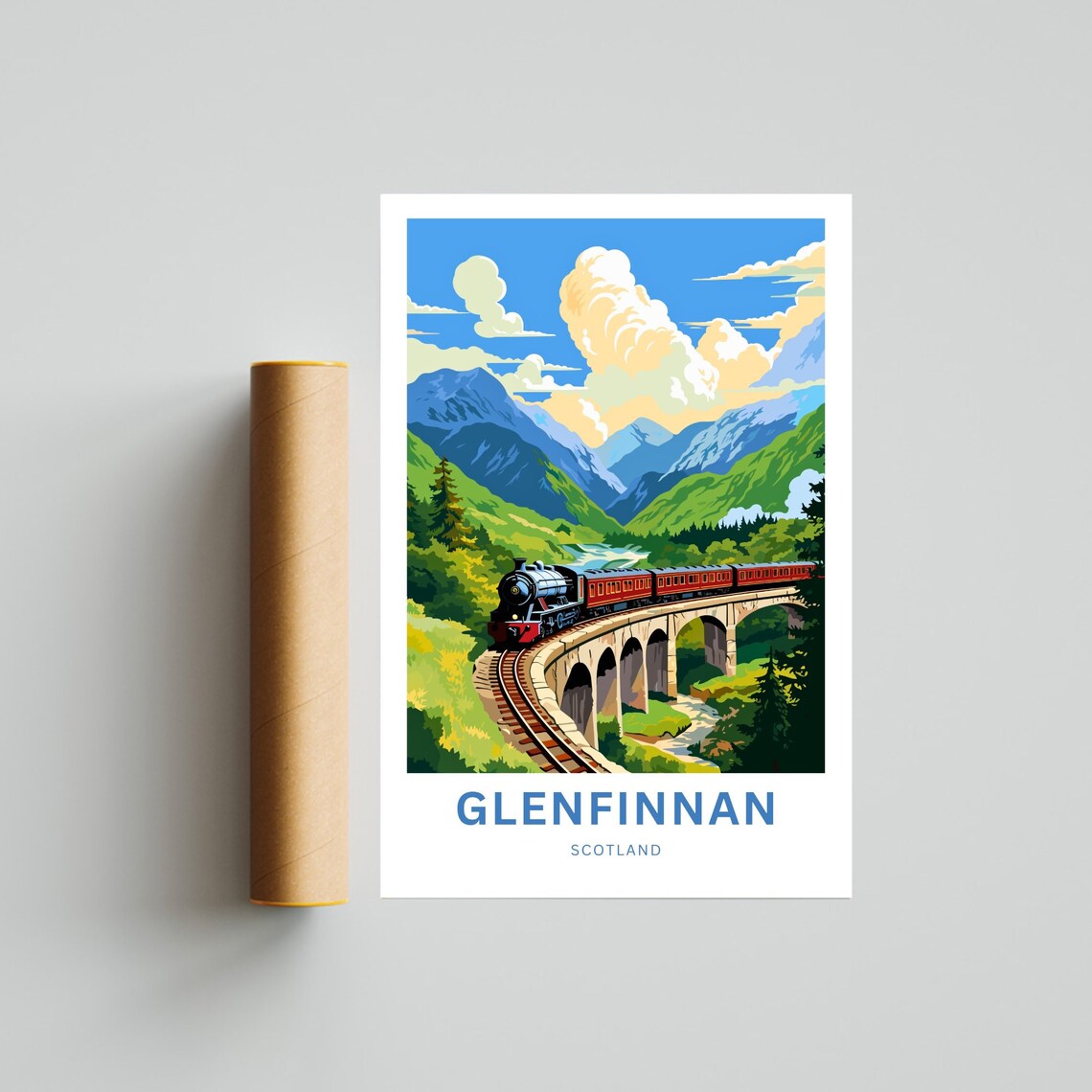 Glenfinnan Viaduct Steam Train Mountain Scotland Travel Poster - Image 4
