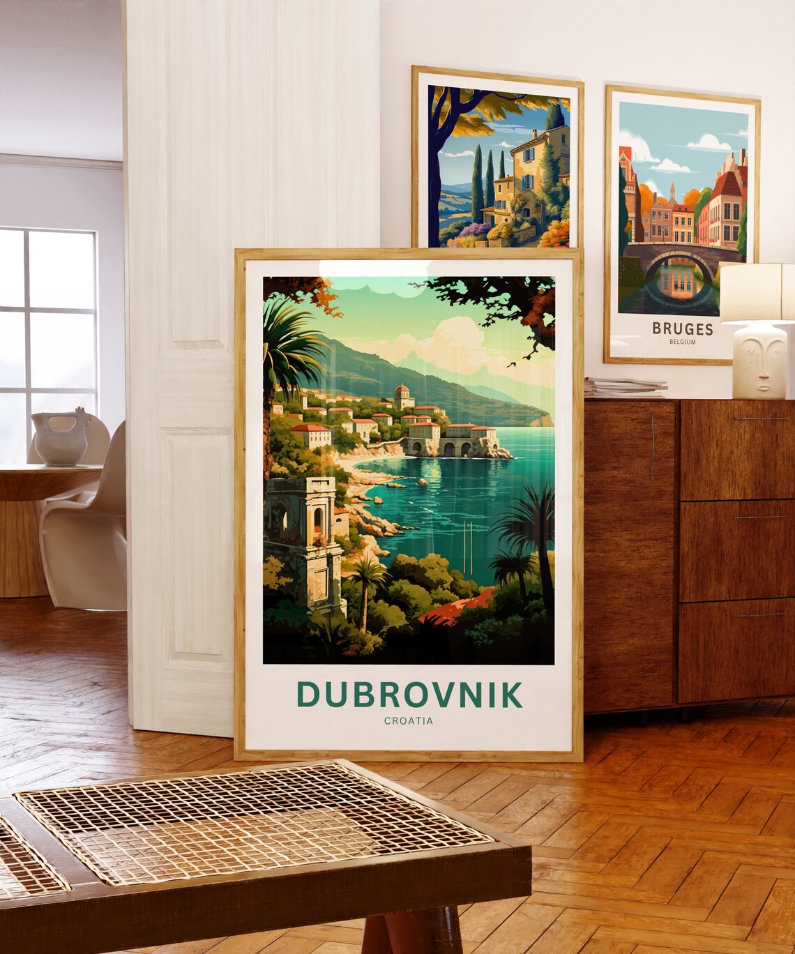 Dubrovnik Croatia Red Roof Coastal Town Turquoise Bay Travel Poster - Image 5