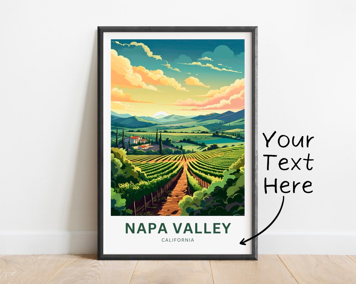 Personalized Napa Valley California Vineyard Sunset Travel Poster