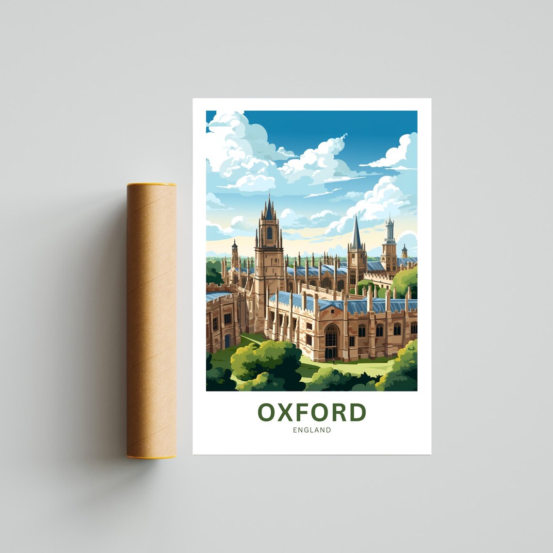 Oxford University Spires Historic Colleges England Travel Poster - Image 4