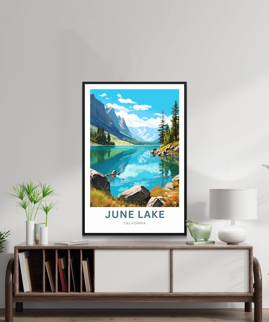 June Lake California Lake Shore Boulders Peak Vista Travel Poster - Image 2