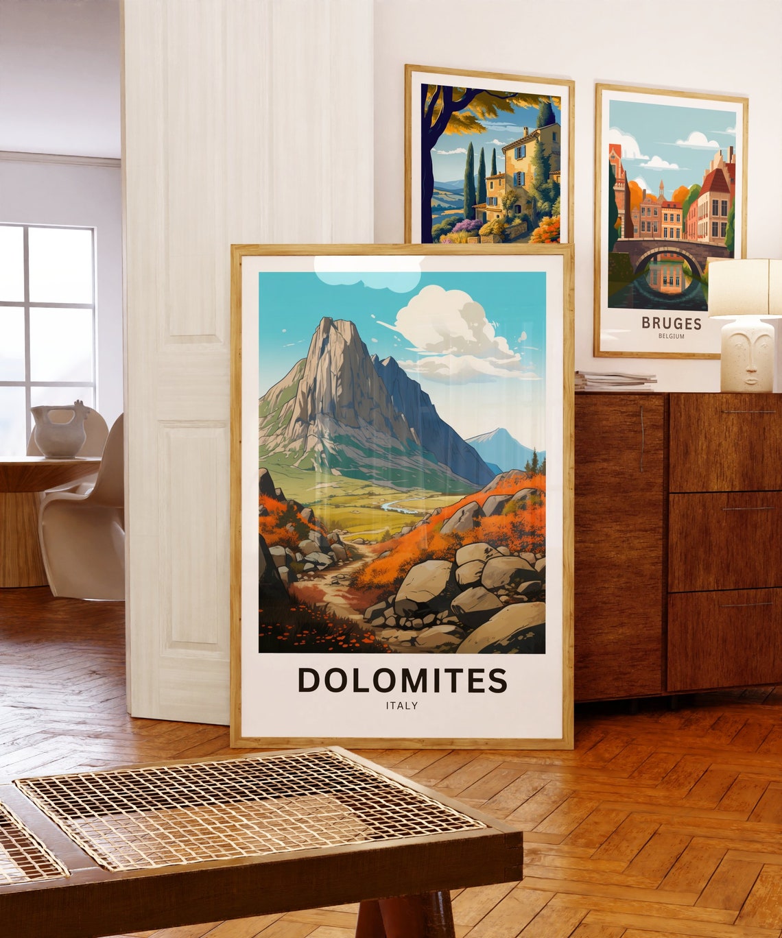 Dolomites Italy Alpine Peak Mountain Valley Scene Travel Poster - Image 5