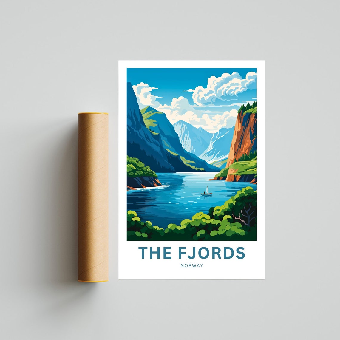 Personalized The Fjords Norway Turquoise Water Cliff Gift Poster - Image 4