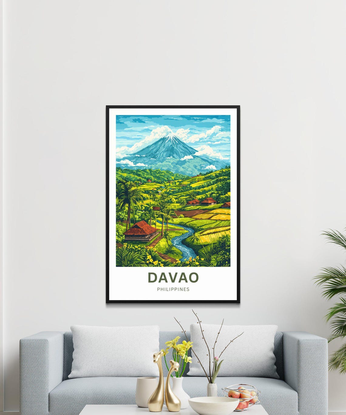 Davao Philippines Mount Apo River Valley Nipa Hut Travel Poster - Image 3