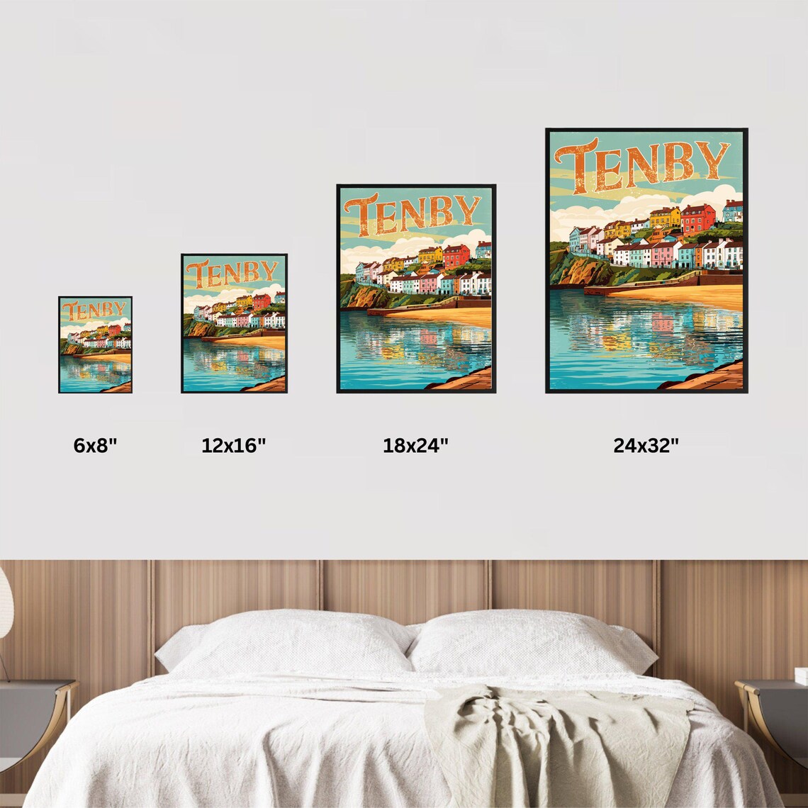 Tenby Wales Historic Harbor Town Waterfront Vintage Travel Poster - Image 4