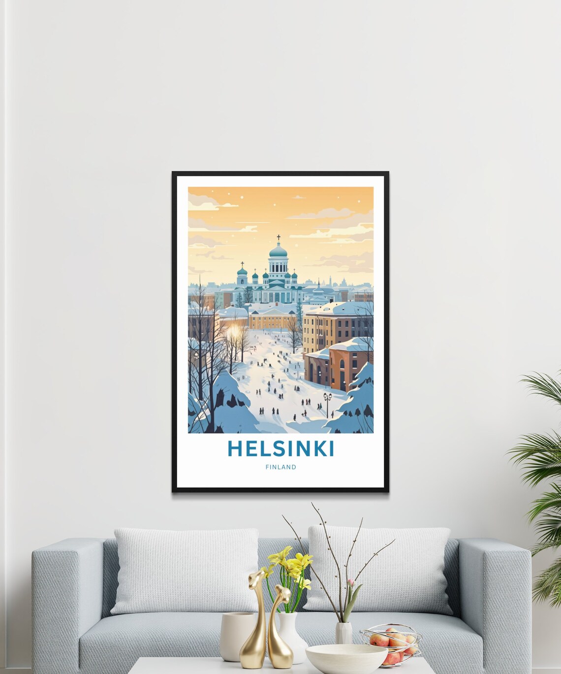 Helsinki Finland Winter Cathedral Snowy City Square View Poster - Image 3