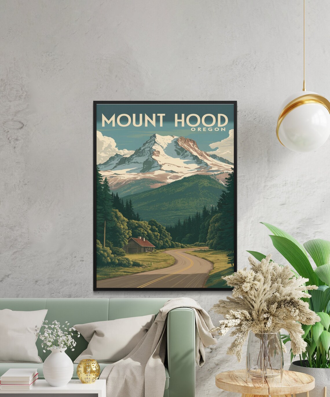 Mount Hood Oregon Vintage Travel Poster with Winding Mountain Road - Image 2