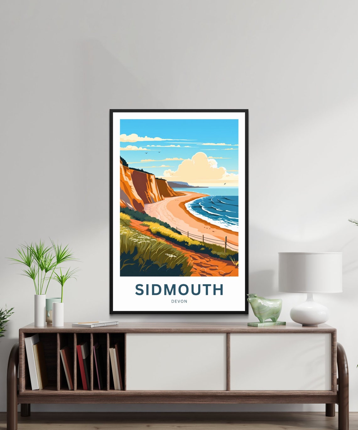 Personalized Sidmouth Devon Cliff Top Coastal Path Beach Poster - Image 2