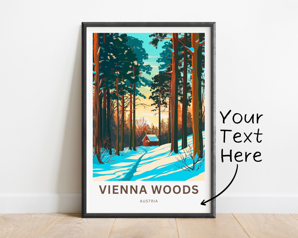 Personalized Vienna Woods Austria Snowy Cabin Custom Gift Poster