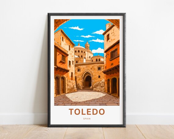 Toledo Spain Travel Poster Old Town Archway Cathedral Wall Decor