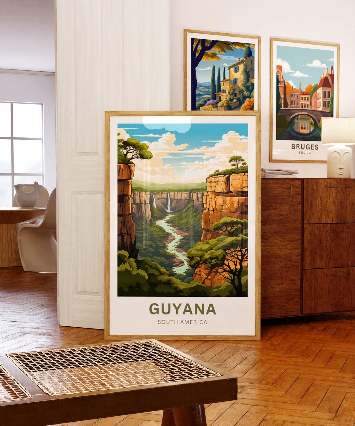 Personalized Guyana Canyon Waterfall Custom Text Travel Poster - Image 5