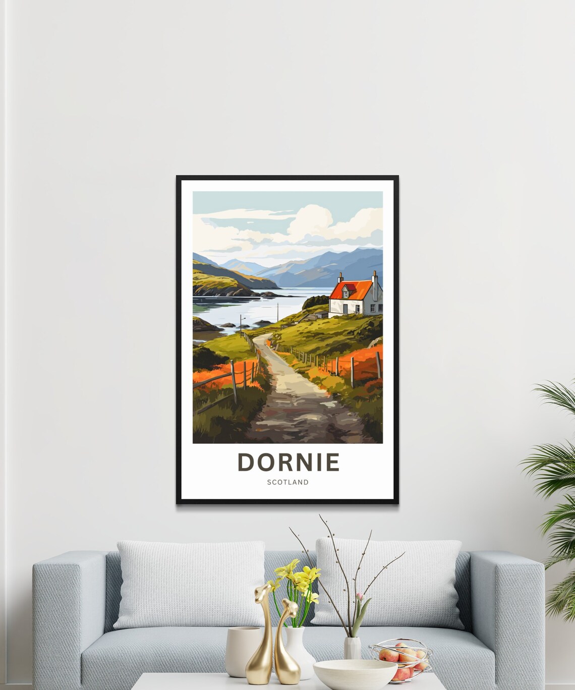 Personalized Dornie Scotland Country Lane Cottage Hills Poster - Image 3