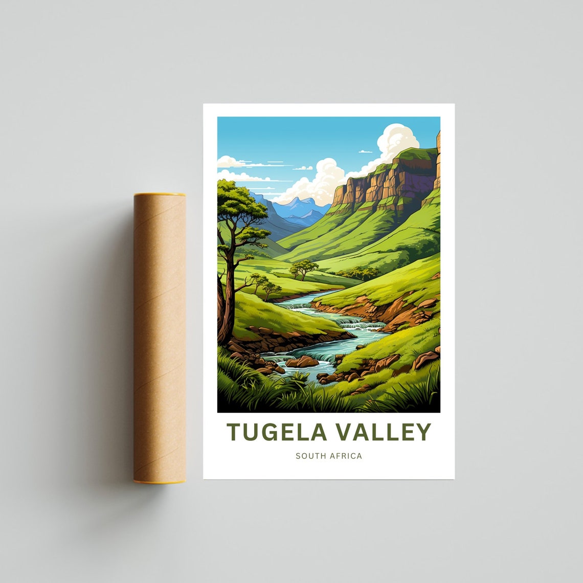Tugela Valley South Africa River Gorge Steep Cliffs Travel Poster - Image 4