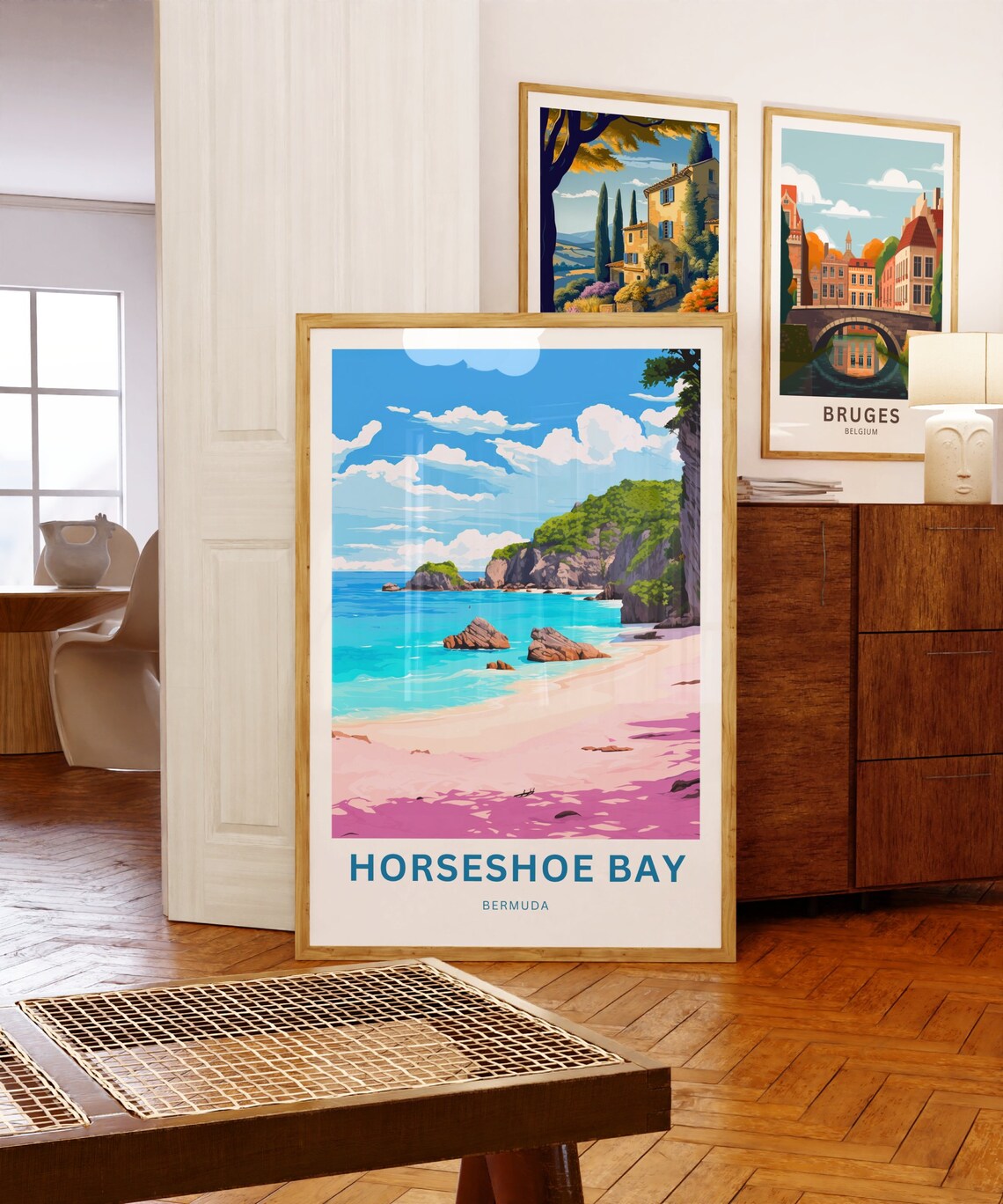 Horseshoe Bay Bermuda Pink Sands Beach Vivid Scene Travel Poster - Image 5