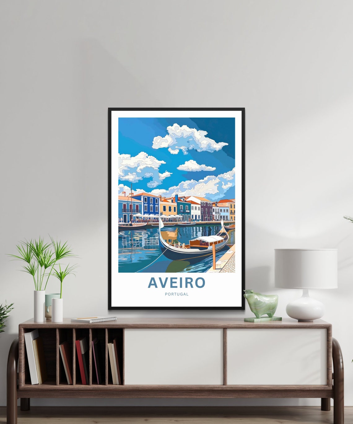 Personalized Aveiro Portugal Canal Boat Custom Text Travel Poster - Image 2
