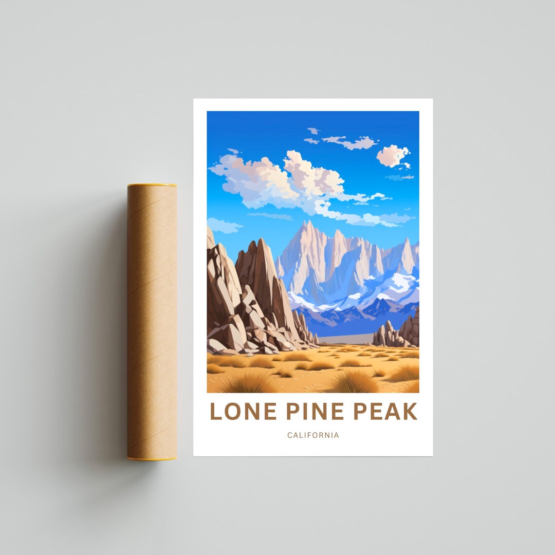 Lone Pine Peak California Desert Peaks Retro Style Travel Poster - Image 4