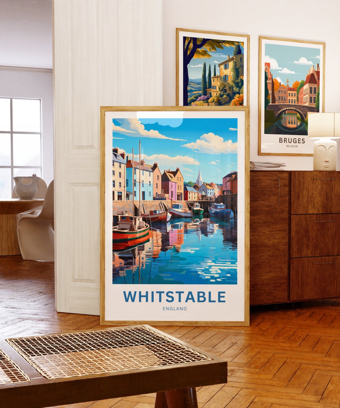 Whitstable England Pastel Harbor Scene Personalized Travel Poster - Image 5