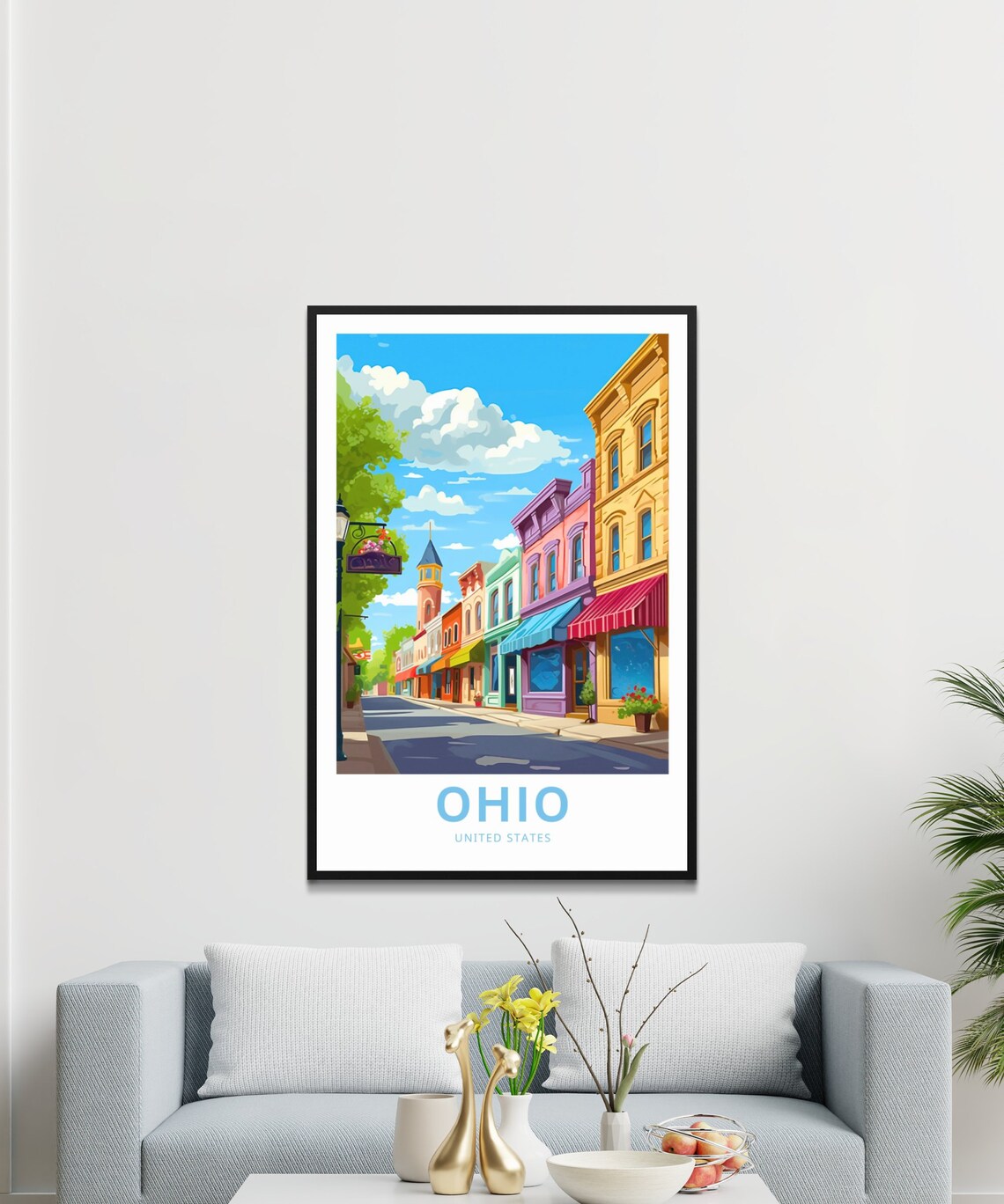 Ohio United States Small Town Colorful Main Street Travel Poster - Image 3