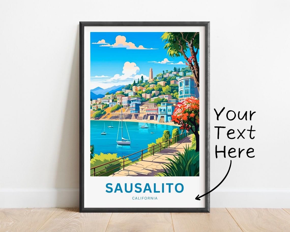 Sausalito California Sparkling Harbor Hills View Personalized Poster