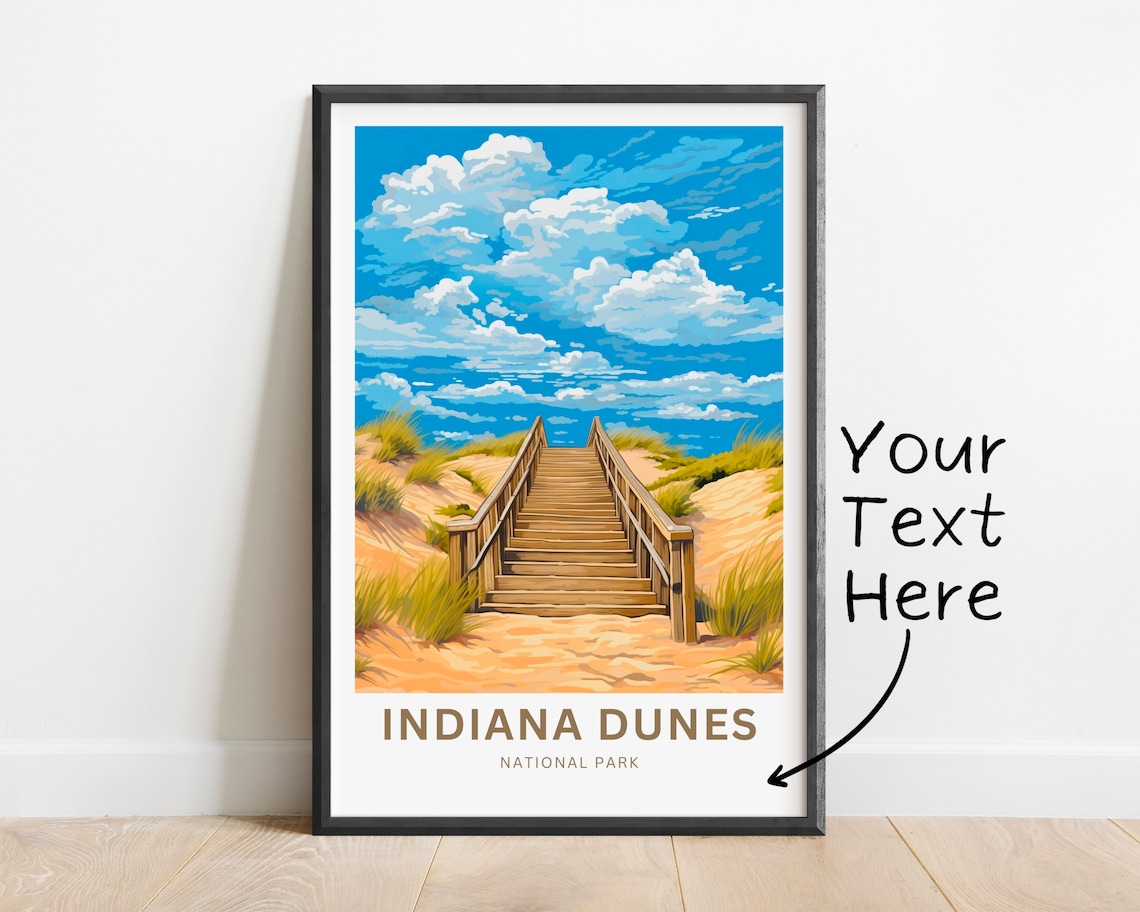 Indiana Dunes National Park Wooden Stairs Over Dunes Travel Poster - Image 2