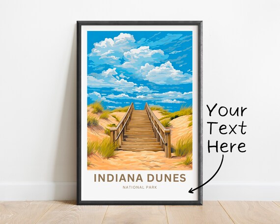 Personalized Indiana Dunes National Park Wooden Dune Stairs Poster