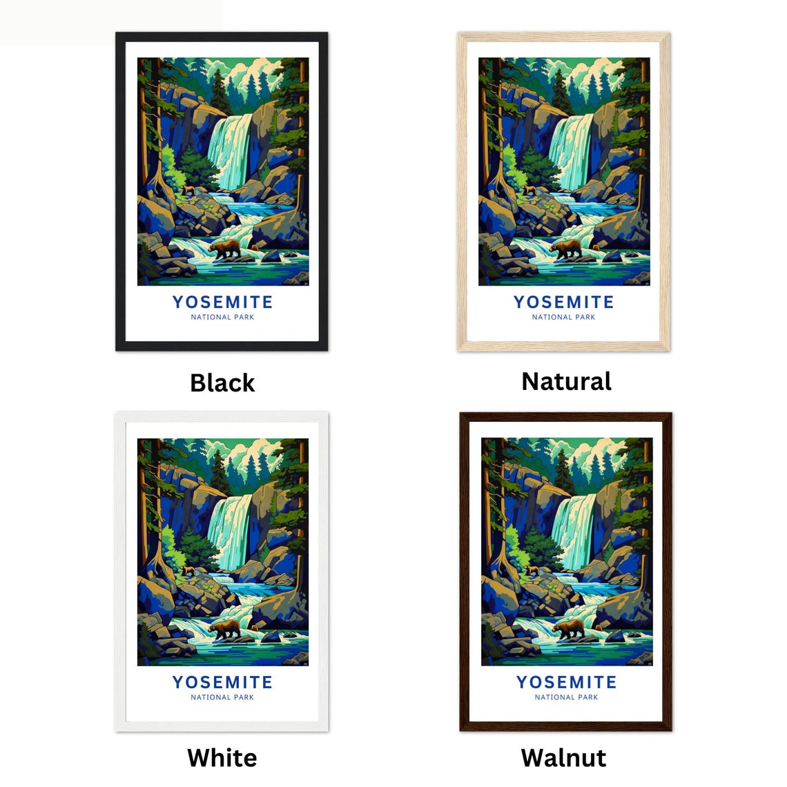 Yosemite National Park Bear Rapids Blue Waterfall Travel Poster - Image 5