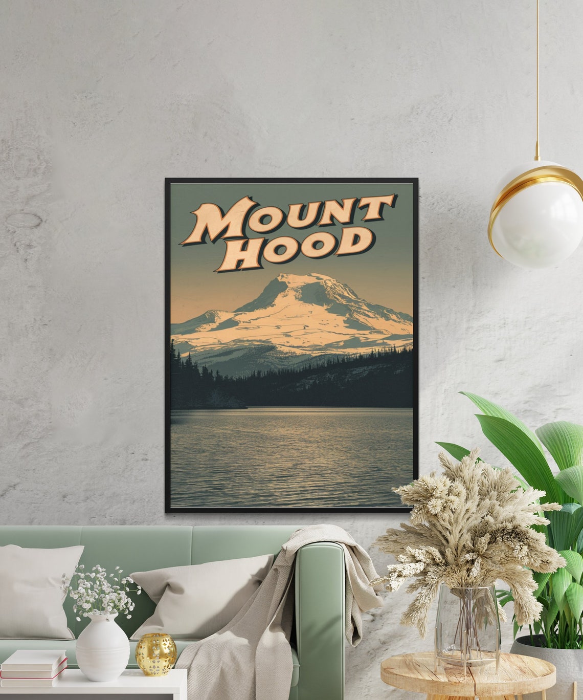 Mount Hood Oregon Retro Travel Poster Golden Snowy Peak Wilderness - Image 2