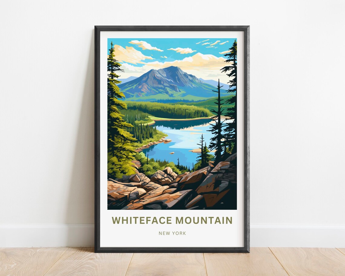 Whiteface Mountain New York Alpine Lake Summit Travel Poster