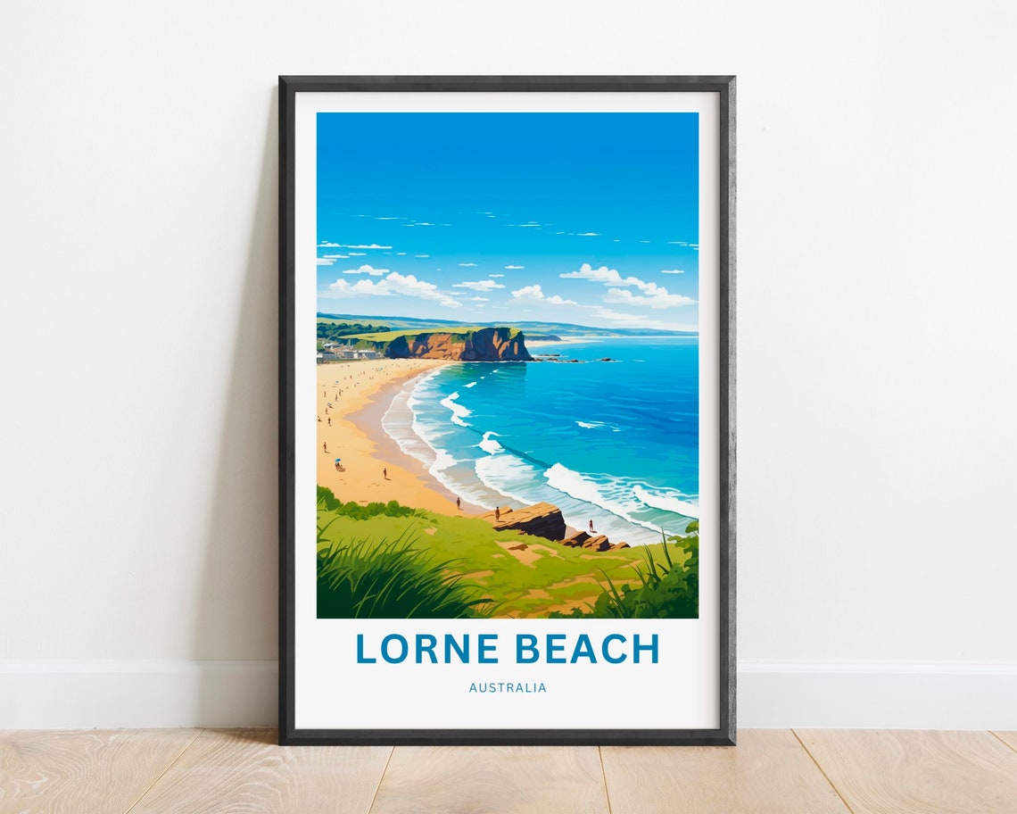 Lorne Beach Australia Golden Coastal Cliffs Bay View Travel Poster