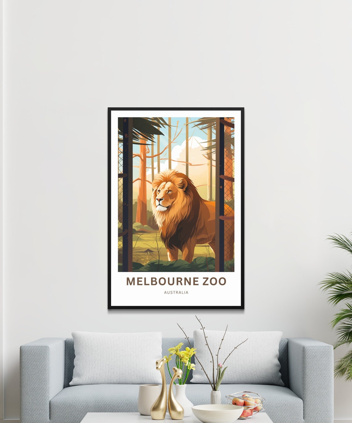 Personalized Melbourne Zoo Australia Lion Custom Text Poster - Image 3