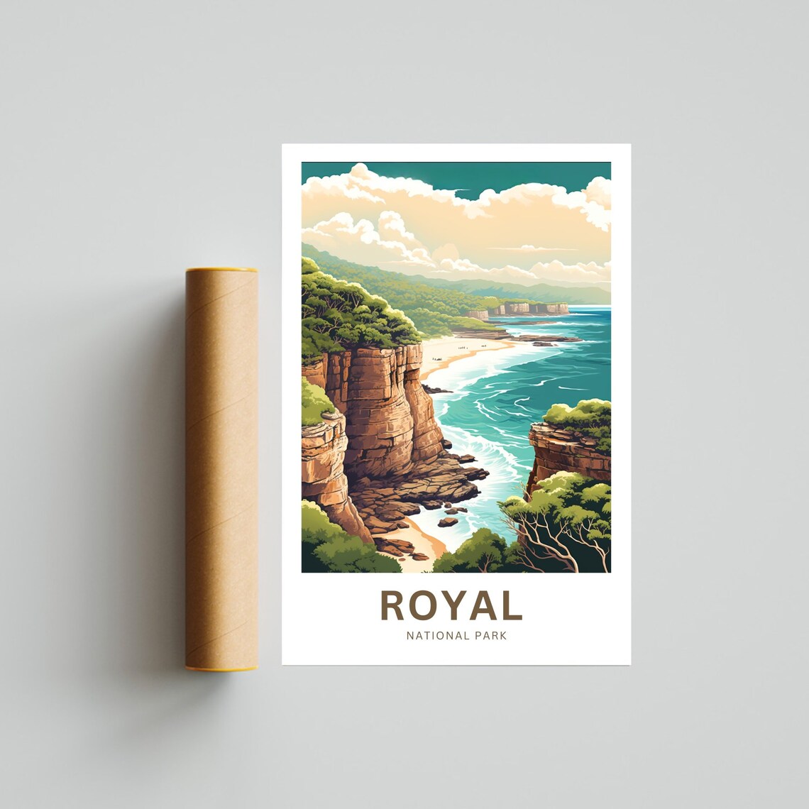 Royal National Park Coastal Cliffs Beach Vintage Travel Poster - Image 4