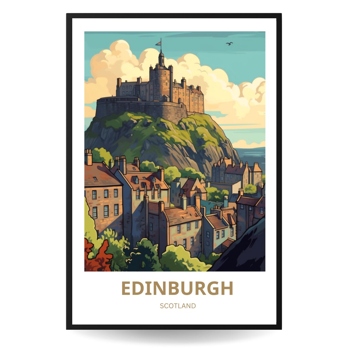 Edinburgh Travel Poster, Scottish Castle Cityscape - Image 3