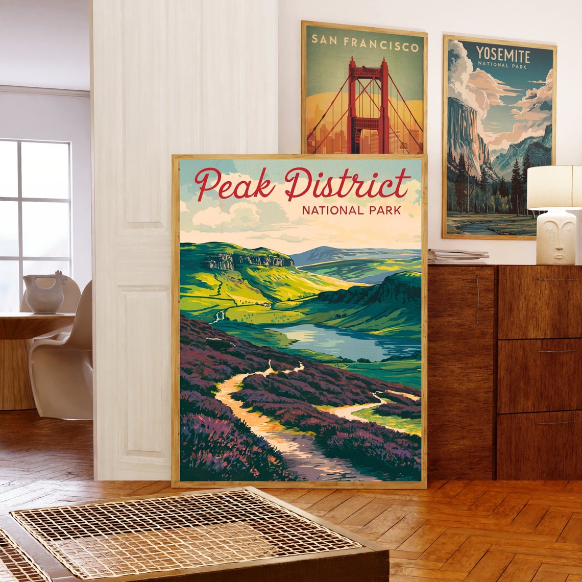 Peak District National Park Heather Moor Path Reservoir View Poster - Image 5