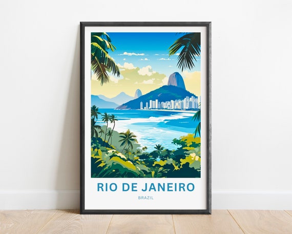 Rio De Janiero Travel Print Rio De Janiero Poster Brazil Wall Art Framed Present Gift Brazil Present