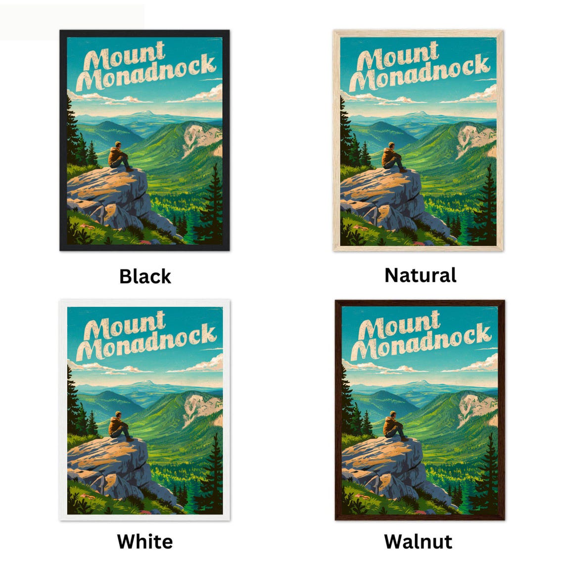 Mount Monadnock Hiker Summit View Mountain Travel Poster Art - Image 4